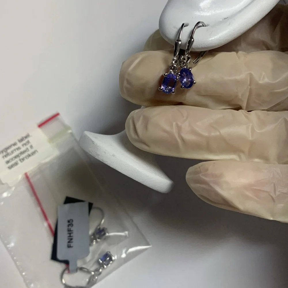 Sterling silver with purple stones girls’ dangling earrings
